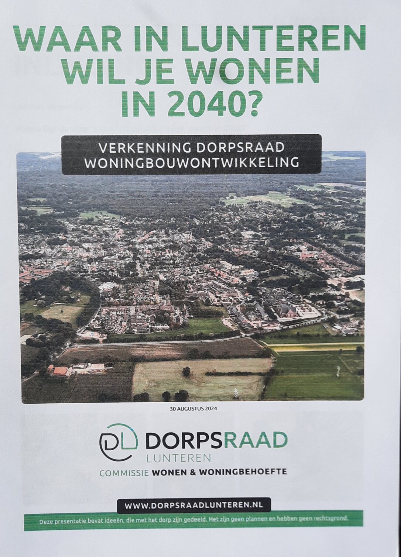 Wethouder Peter de Pater bespreekt voortgang Dorpsraad rapport ‘Wonen in Lunteren in 2040’